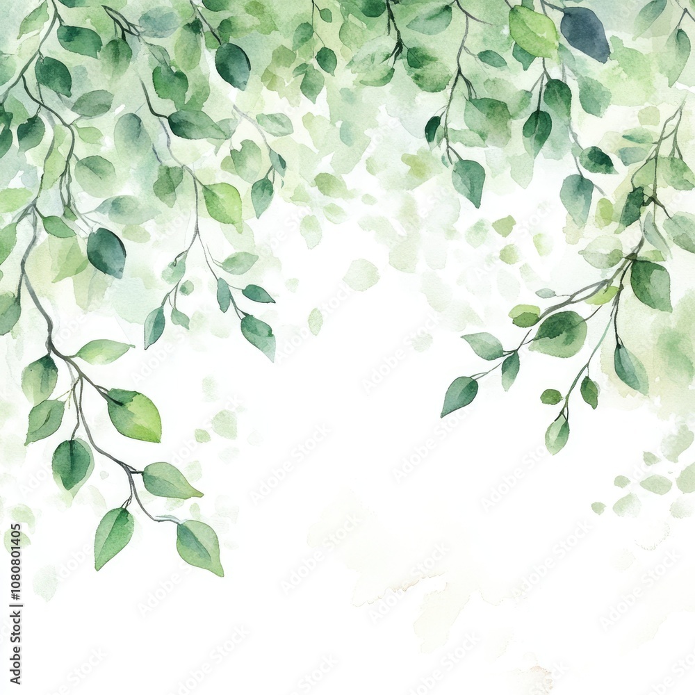 Watercolor Greenery Collection: Hand-Painted Botanical Illustration with Foliage and Tree Branches Watercolor Greenery Collection: Hand-Painted Botanical Illustration with Foliage and Tree Branches