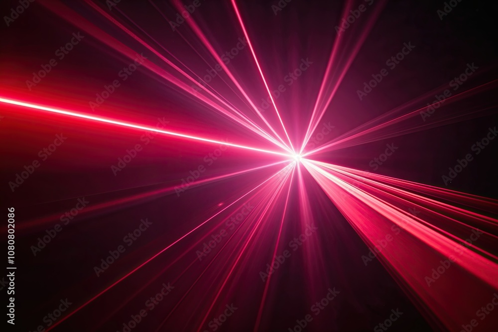 A Striking Crimson Laser Beam Illuminating a Dark Void with Dazzling Lens Flare and Sweeping Rays of Light A Striking Crimson Laser Beam Illuminating a Dark Void with Dazzling Lens Flare and Sweeping Rays of Light