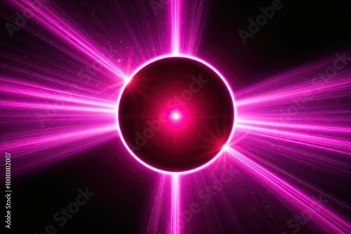 Vivid Magenta Laser Ray with Enchanting Lens Flare Against a Pitch-Black Backdrop