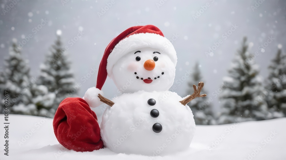 Cheerful Snowman in the Snow Cheerful Snowman in the Snow