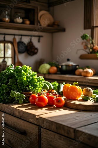 vegetables on the kitchen table