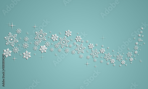 snow flakes falling background. vector illustration isolated on blue gradient background.