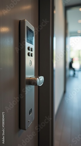 Modern Electronic Card Lock on Office Door for Enhanced Security