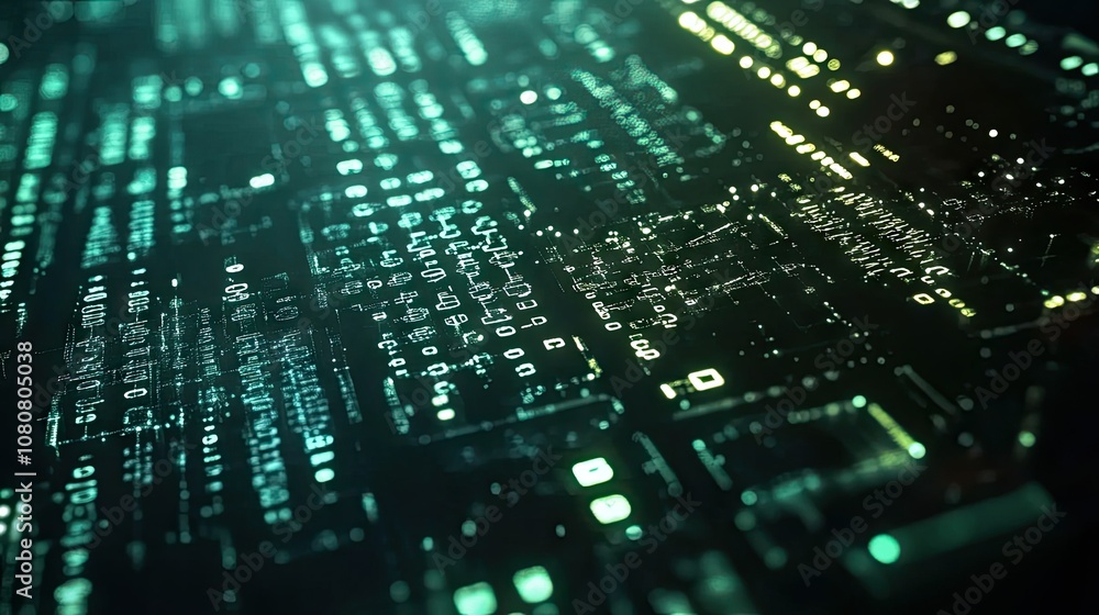 Close-up of digital DNA sequence with molecular structures, symbolizing genetic engineering and research Close-up of digital DNA sequence with molecular structures, symbolizing genetic engineering and research