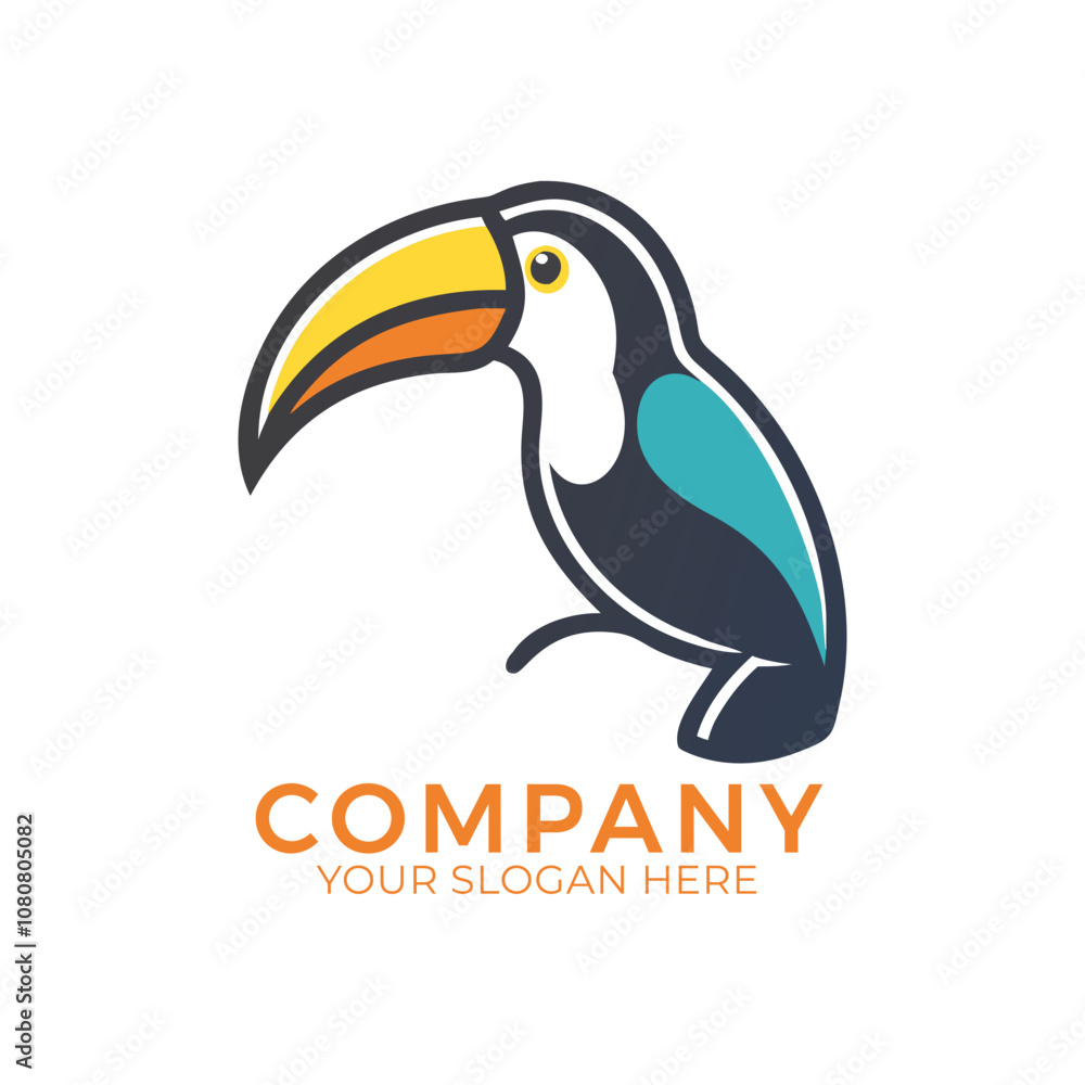 Naklejka premium Simple nature toucan bird art style logo symbol icon design