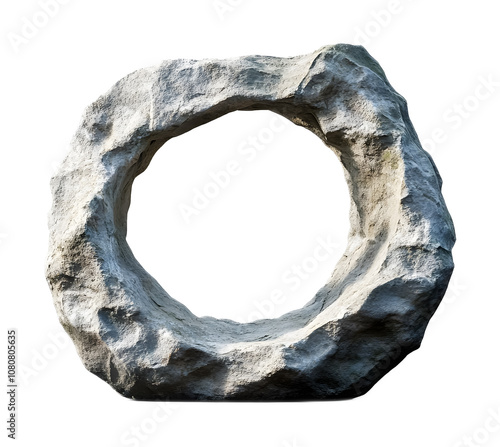 Round hole in a stone on a transparent background. isolated background. photo