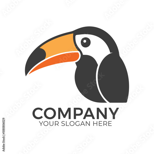 Simple nature toucan bird art style logo symbol icon design photo