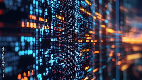 Close-up of genetic code sequence displayed on a digital screen  illustrating the concept of genetic modification