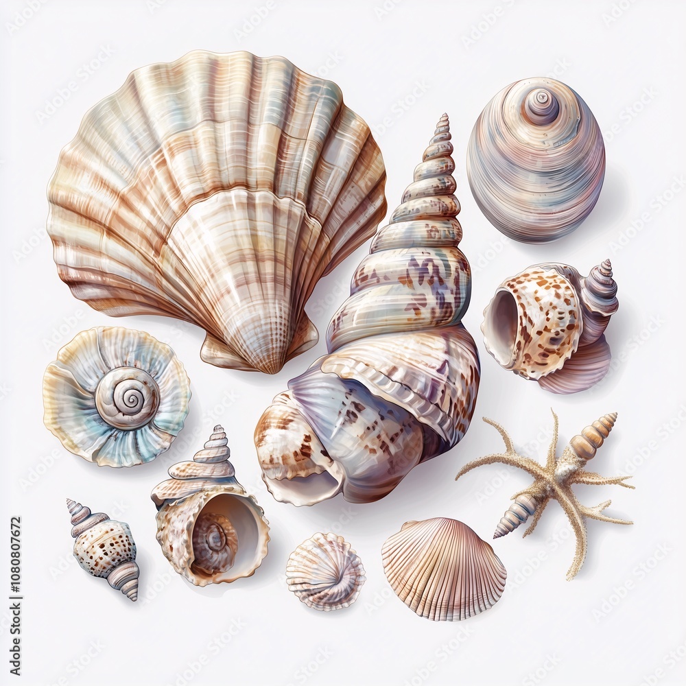 a shells in white background, dslr photo, 8k, realistic a shells in white background, dslr photo, 8k, realistic