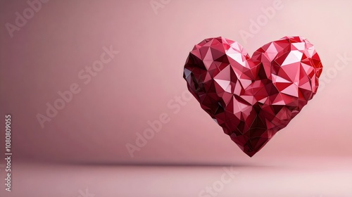 Wallpaper Mural Faceted Ruby Heart on Soft Pink Background Torontodigital.ca