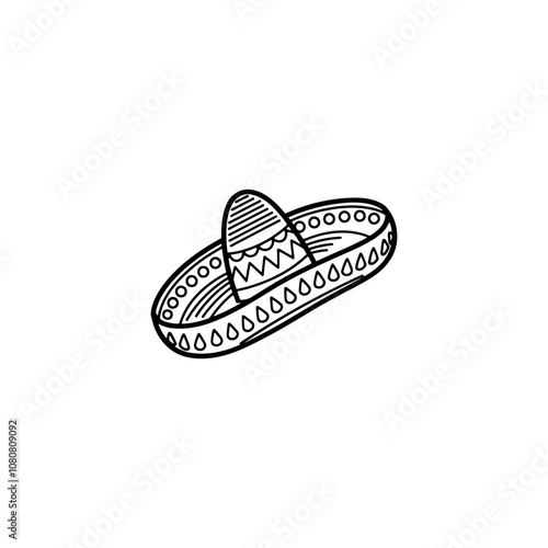 Mexican Traditional hat silhouette, Mexican hat silhouette vector, sombrero silhouette vector icon, sombrero mexican hat, Mexican Independence Day Sombrero Silhouette