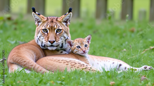 Luchs mit Jungen photo