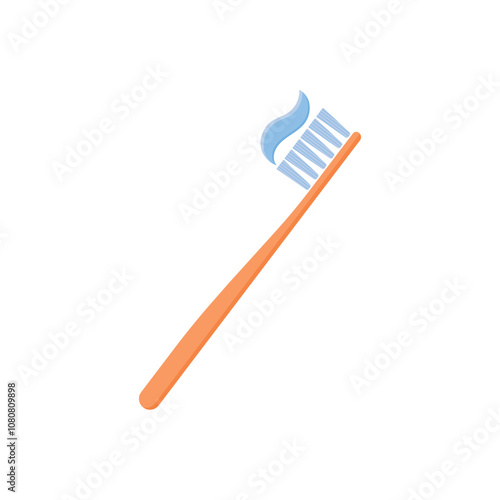 Teeth brush with toothpaste vector illustration.