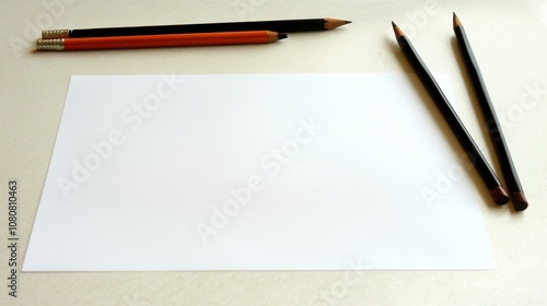 Wallpaper Mural Blank Sheet of Paper Surrounded by Colorful Pencils on a Light Surface Ready for Artistic Expression and Creative Drawing Activities in a Studio Setting Torontodigital.ca