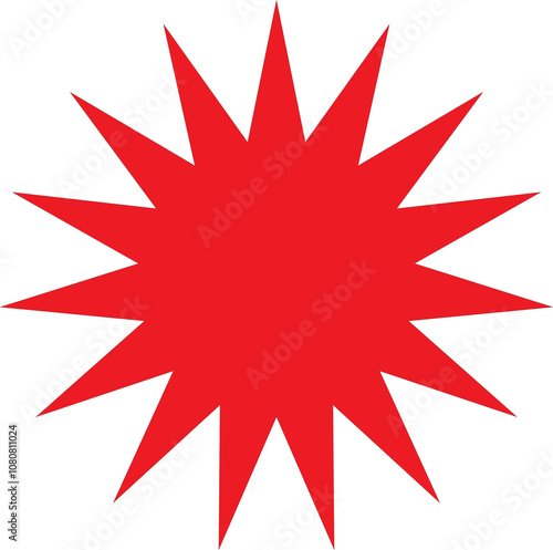 Red Starburst Graphic Design - High-Resolution Red 16-Point Star Shape