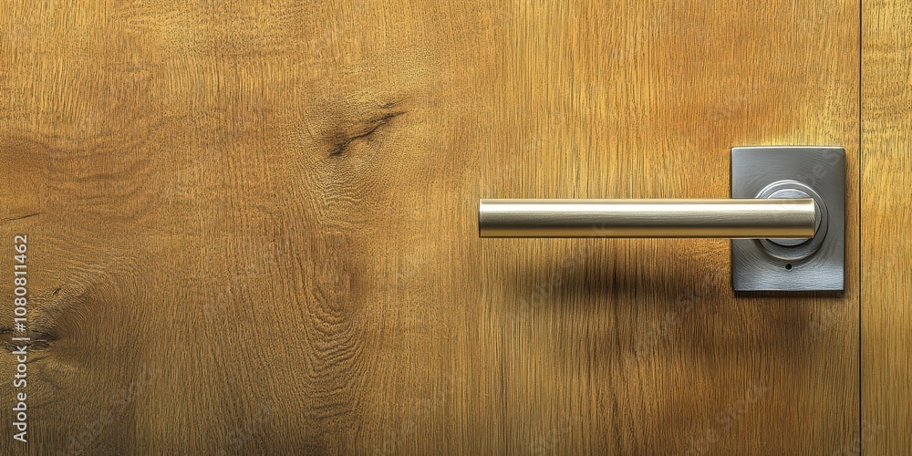 Close-Up View of Modern Door Handle on Elegant Wooden Door Design with Natural Textures and Warm Tones for Stylish Interior Aesthetic Close-Up View of Modern Door Handle on Elegant Wooden Door Design with Natural Textures and Warm Tones for Stylish Interior Aesthetic