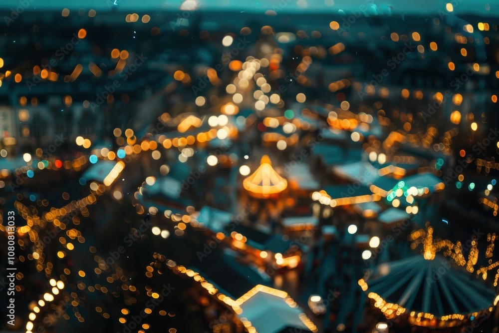 custom made wallpaper toronto digitalBlurred festive Christmas market background with glowing lights and bokeh