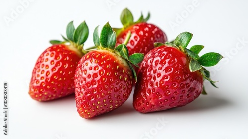 Fresh red strawberries isolated on a white background