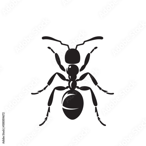 Ant silhouette vector design. Ant logo, icon vector design black and white. photo