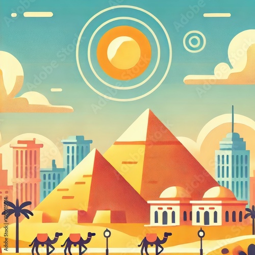 Cairo Pyramids in Playful Colors