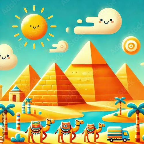 Cairo Pyramids in Playful Colors