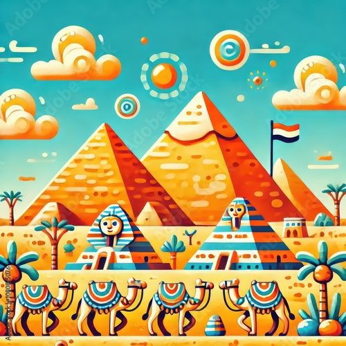 Cairo Pyramids in Playful Colors