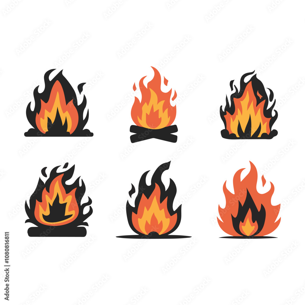 A set of fire vector illustration design A set of fire vector illustration design