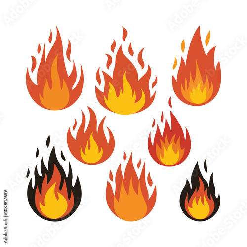 A set of fire vector illustration design
