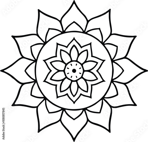 Indian traditional mandala art design line art vector 