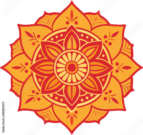 Indian traditional mandala art design line art vector  photo