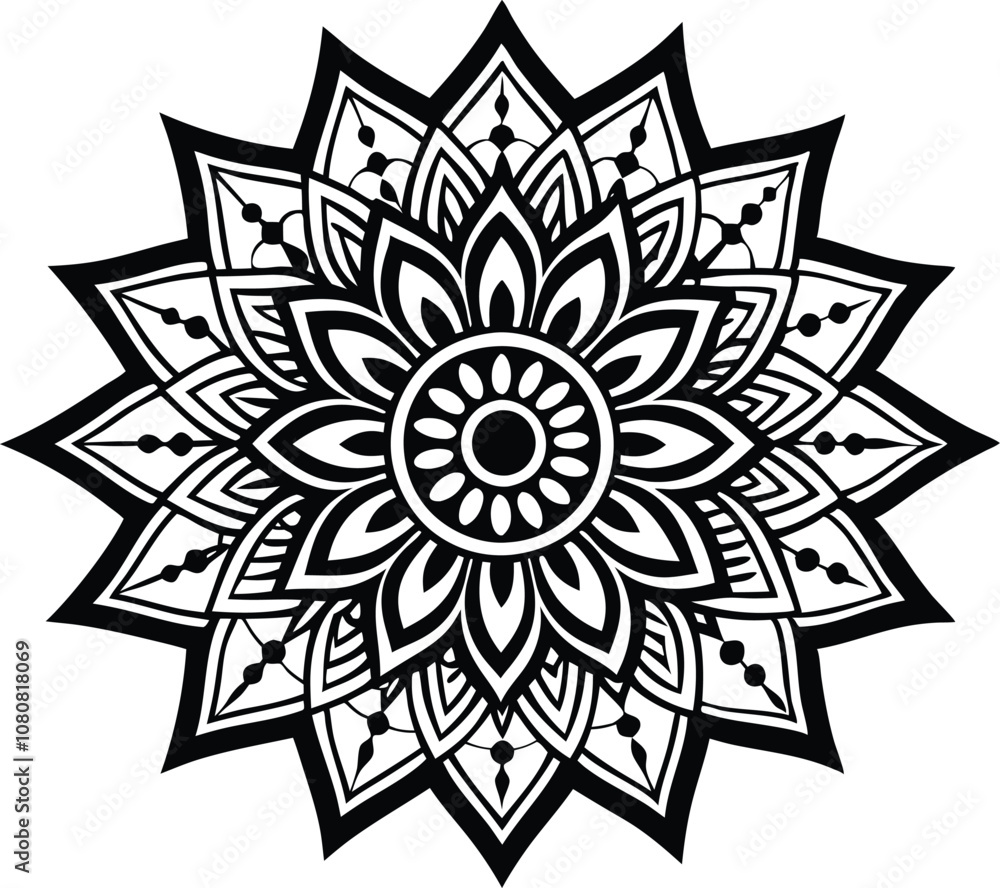 Indian traditional mandala art design line art vector Indian traditional mandala art design line art vector