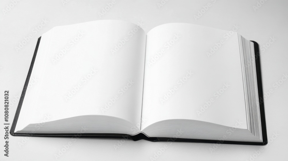 Blank Open Book on Clean White Surface Offering Endless Creative Possibilities for Writers, Artists, and Students to Explore Their Ideas and Thoughts Freely Blank Open Book on Clean White Surface Offering Endless Creative Possibilities for Writers, Artists, and Students to Explore Their Ideas and Thoughts Freely