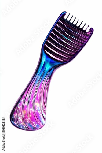 Iridescent comb with purple and blue hues.