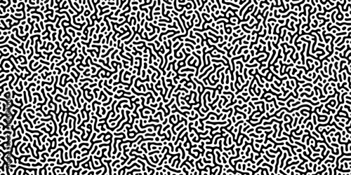 Organic seamless patterns with rounded lines Diffusion reaction background. Monochrome background of natural organic forms motion. Overlay template abstract Turing organic wallpaper background.