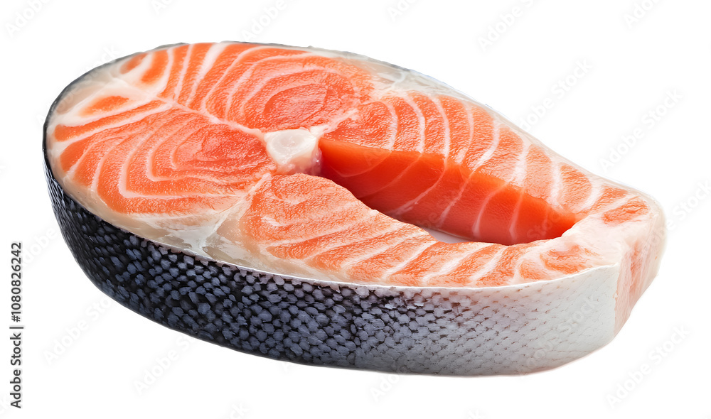 salmon raw steak isolated on white background salmon raw steak isolated on white background