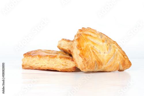 French apple turnover pastry on a white background
