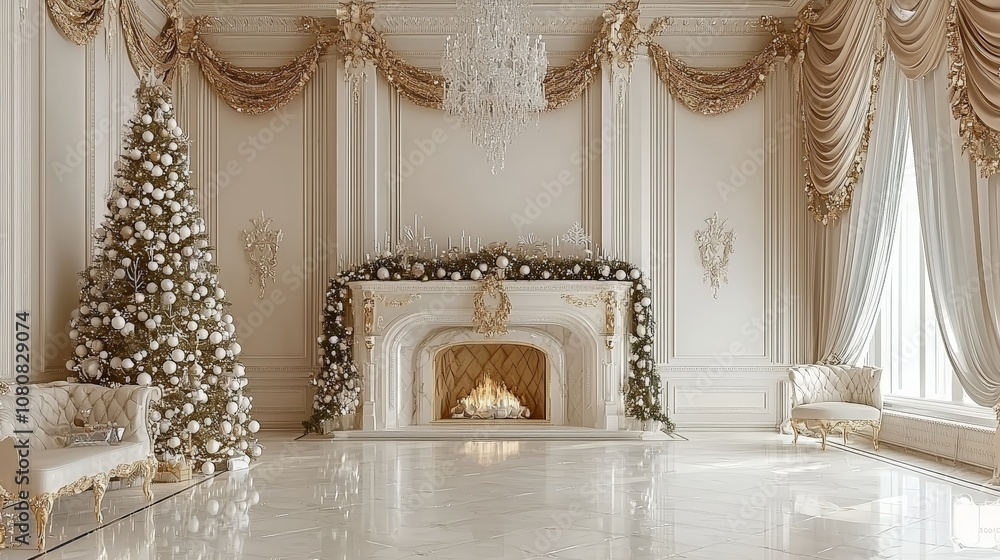 Double-height Christmas tree in spacious living room Double-height Christmas tree in spacious living room