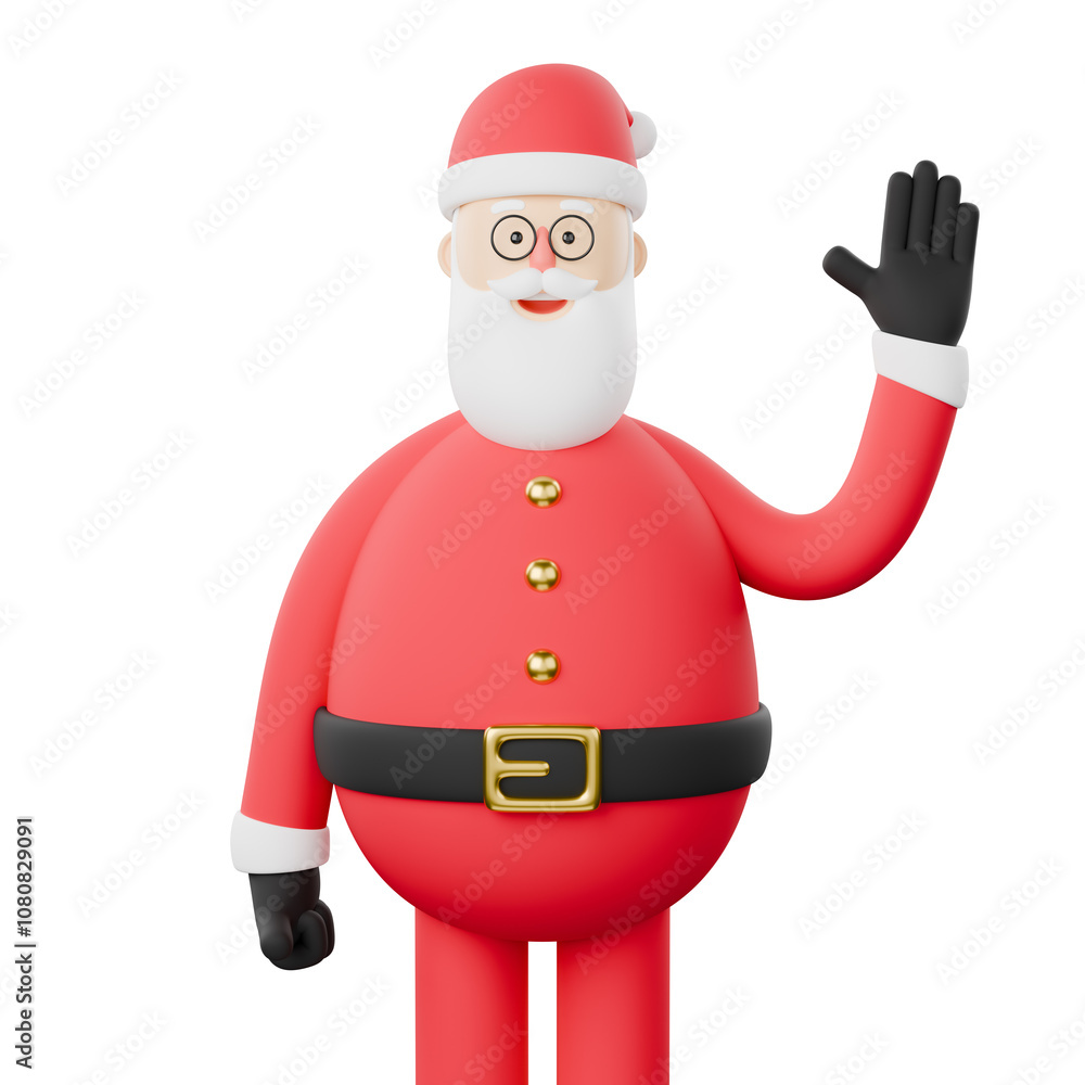 Potrait Smiling 3D Illustrated Character of Santa Claus waving his arms while greeting happily. Isolated on a white background. Potrait Smiling 3D Illustrated Character of Santa Claus waving his arms while greeting happily. Isolated on a white background.