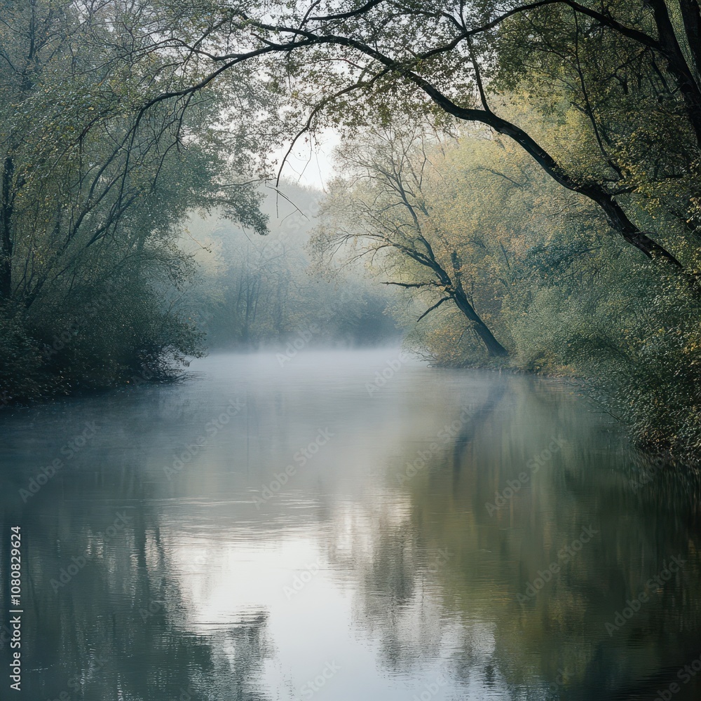 calm river with fog rolling over it calm river with fog rolling over it