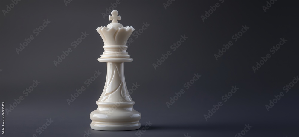 Elegant white chess king piece, intricately designed with smooth curves and a polished finish, set against a dark background. Elegant white chess king piece, intricately designed with smooth curves and a polished finish, set against a dark background.