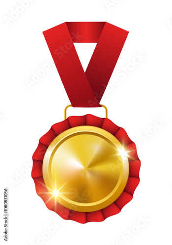 Gold medal. Medal for awarding. Vector clipart.