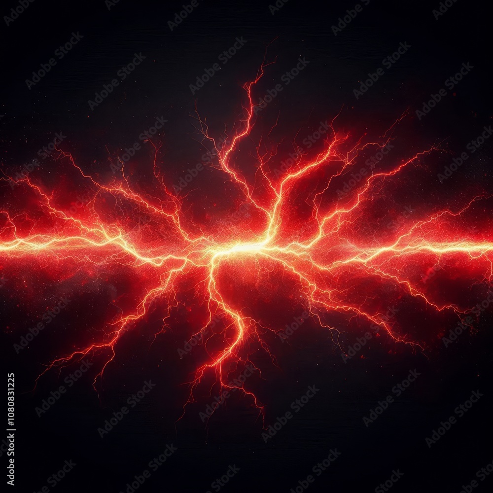 bright horizontal red lightning on black isolated background
bright horizontal red lightning on black isolated background