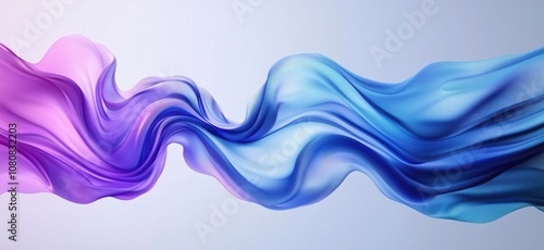 Flowing abstract waves in purple and blue hues, smooth texture, soft gradients, artistic design, modern aesthetic