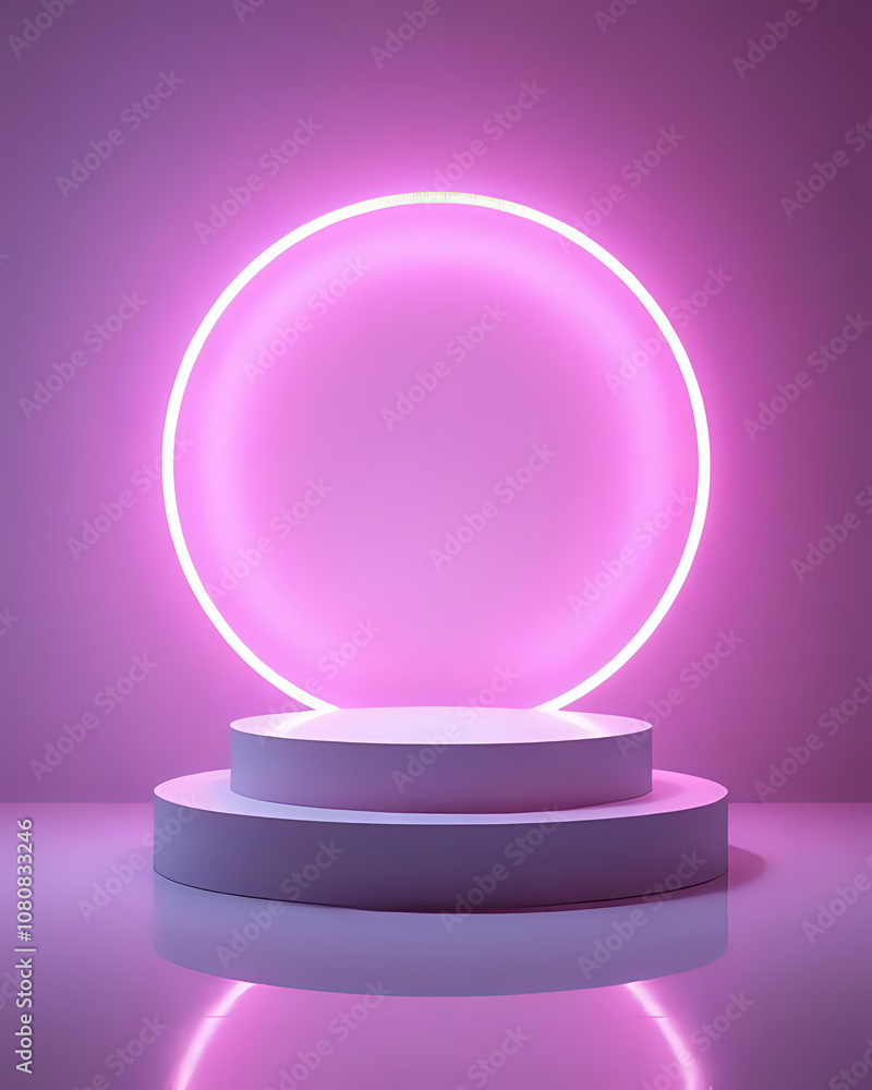 Podium display product with red light effect. Ai generated image Podium display product with red light effect. Ai generated image