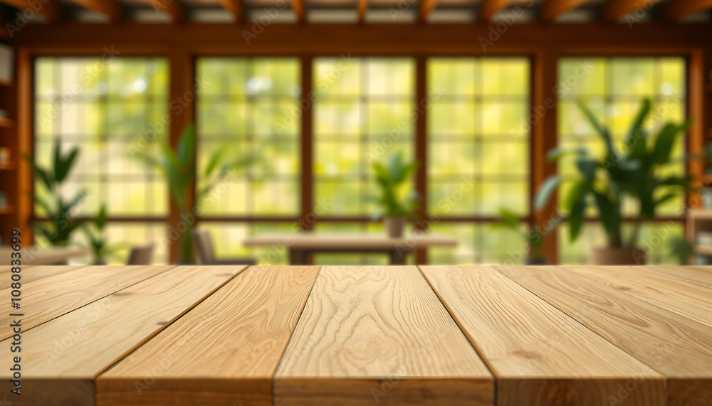 Wooden board empty table in front of blurred background. Perspective brown wood over blur in coffee shop - can be used for display or montage your products.Mock up for display of product Wooden board empty table in front of blurred background. Perspective brown wood over blur in coffee shop - can be used for display or montage your products.Mock up for display of product