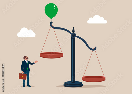 Unfair justice as a scale with help from a balloon. Civil rights. Law and justice. Legal assistance and lawyer services support. Flat vector illustration. 