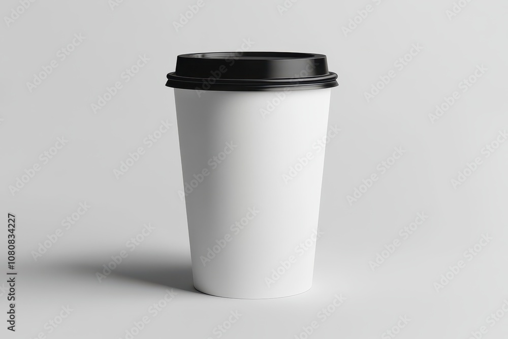 White Beverage Cup on Gray Background White Beverage Cup on Gray Background