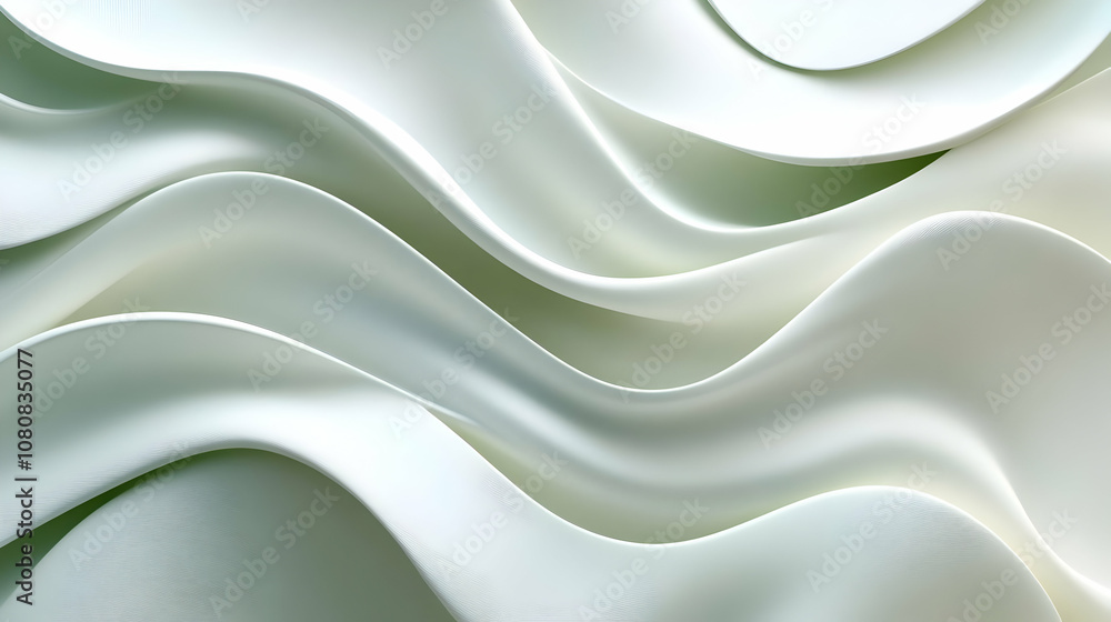 Obraz premium Abstract White and Green Curved Shapes 3D Illustration