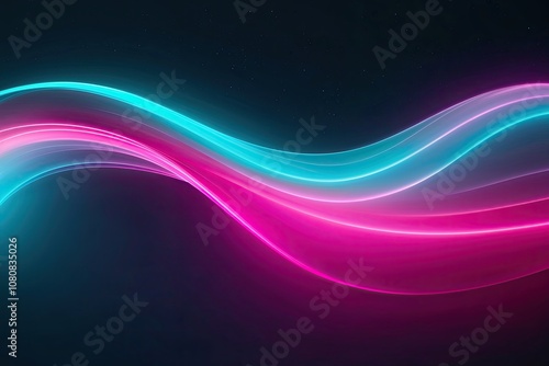 Turquoise and Magenta Gradient Light Flowing on Deep Night Background