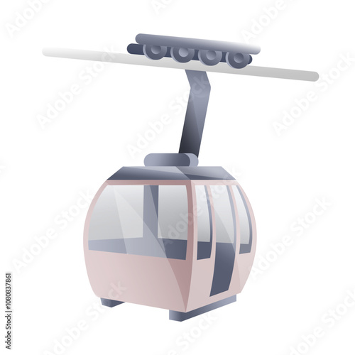 A realistic 3D style illustration of a cable car cabin.